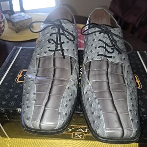 Stacy Adams Gray Textured Oxfords